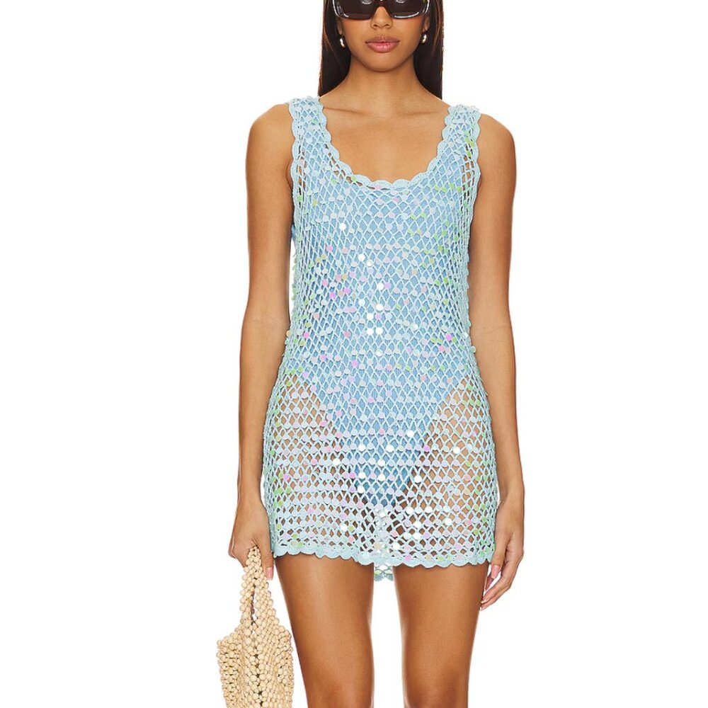 NWOT Show Me Your Mumu -- Cass Coverup in Blue Sequins -- Size Small